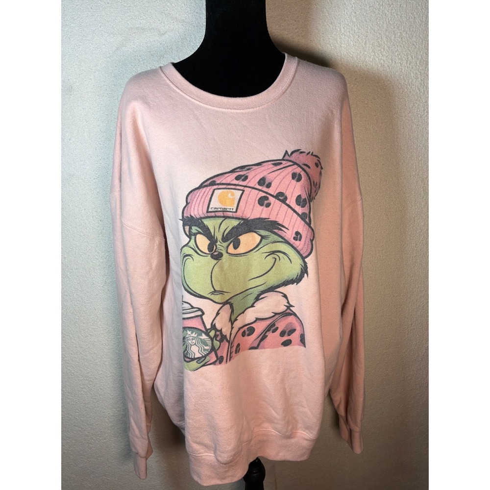 Unbranded Grinch Starbucks Carhartt Beanie Sweatshirt Unisex XL Pink Excellent